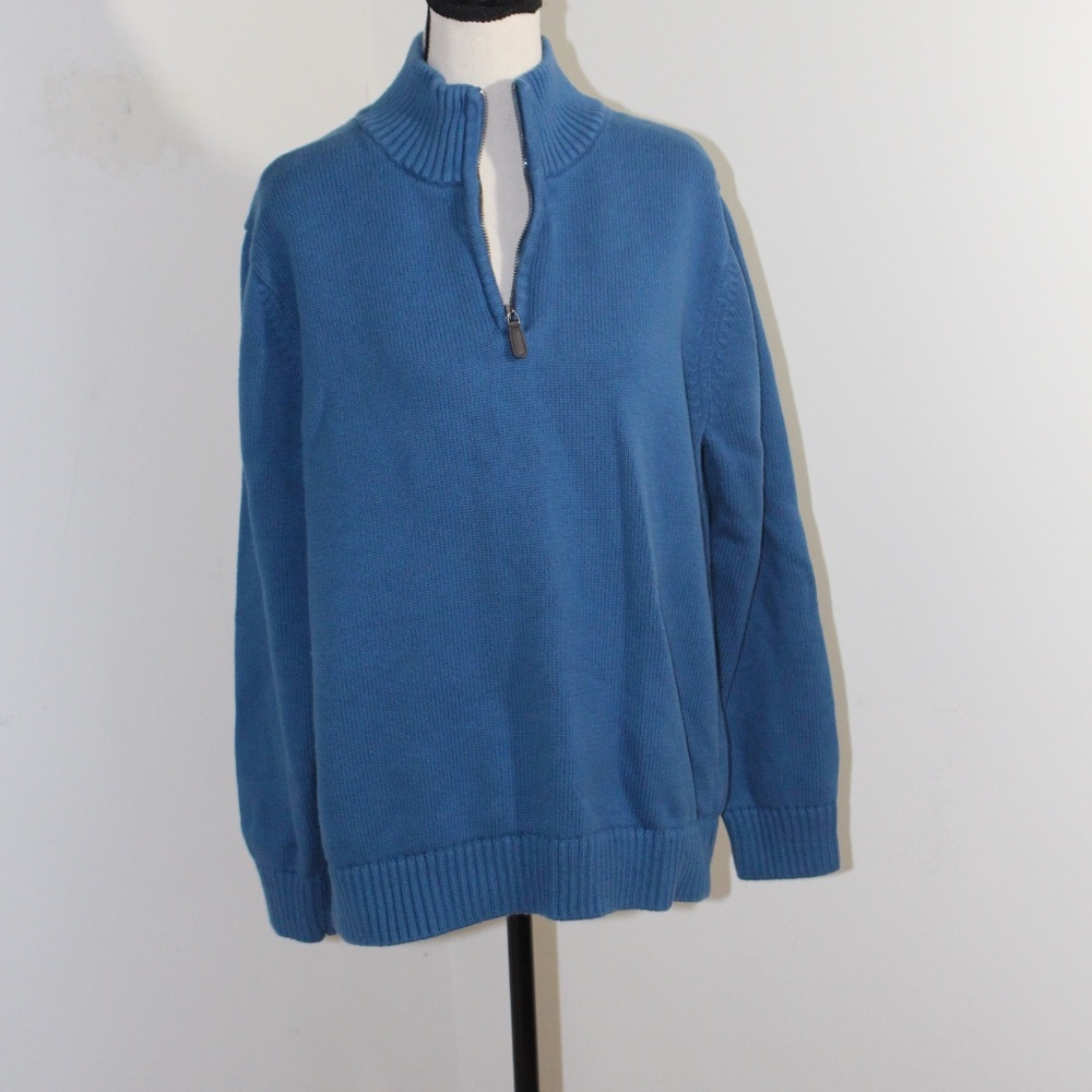 L.L. Bean Quarter zip smokey blue and gray sweater